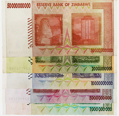 Zimbabwe 1, 5, 10, 20, 50 BILLION Dollars, CIRCULATED Currency, Paper Money LOT