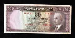 Turkey, 50 Kurus , (1941-1942) , P-133 , * INONU * B 1* WW II