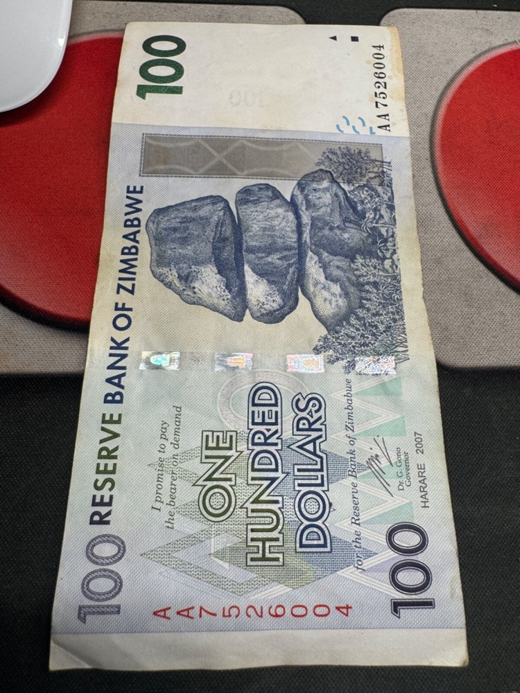 10 X Zimbabwe 100 Dollars Banknote, CIRCULATED Currency, World Paper Money 2007