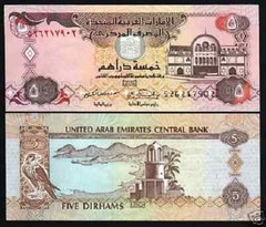 UNITED ARAB EMIRATES 5 DIRHAMS P-26 2007 SPARROW HAWK UNC GULF UAE BANK NOTE