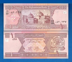 Afghanistan P-64 1 Afghanis Year 2002 Mosque Uncirculated Banknote Free Shipping