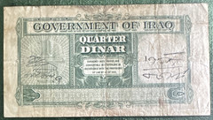Iraq 1942 1/4 Dinar P-16.a Very Fine Details Tough WWII Note Free Shipping