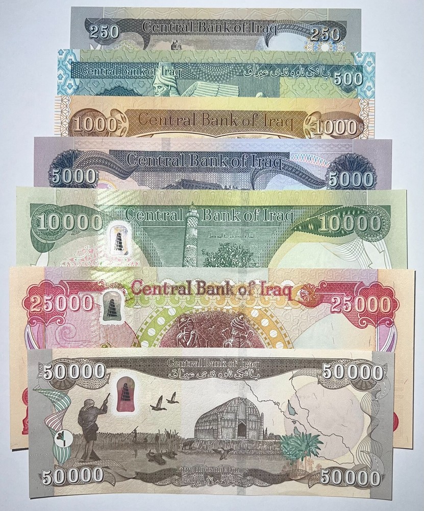 Iraq Dinar Full Banknote Set / CBI Issued / Verified Authentic IQD w COA