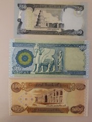 Iraq (Iraqi) 3 Note Set-1000, 500, 250, Dinar, Unc, Used in present day Iraq,