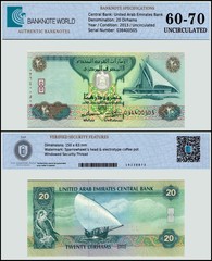 United Arab Emirates 20 Dirhams, 2013 (AH1434), P-28b, UNC, Authenticated