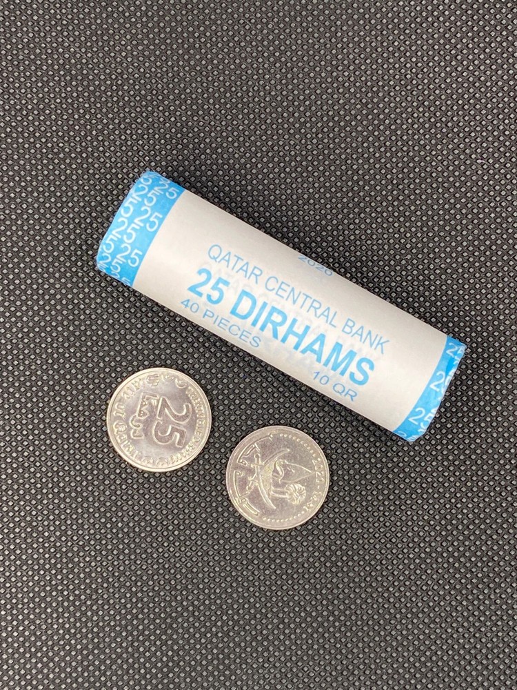 UNCIRCULATED UNWRAPPED QATAR 25 DIRHAM COIN STACK (40 PCS IN 1) (QATARI RIYAL)