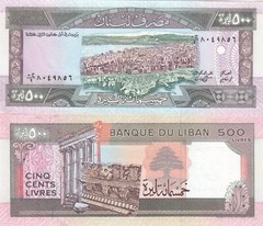 LEBANON 500 LIVRES 1988 P- 68 UNC