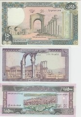 Lebanon Banknote P63f, 67e & 68 10, 250 & 500 Livres 1986-88, UNC 2001