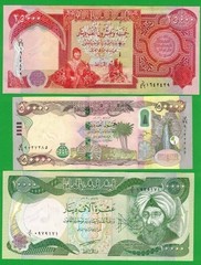 Iraq 10K 25K 50K Dinar Banknotes Set Circulated World Currency Paper Money