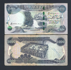 1 Pcs x 5,000 IRAQ DINAR / Central Bank New Type Note / 5000 Iraqi Dinars Cir