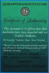 20 x 500,000 Zimbabwe Dollars Banknotes + 1 x 50 Iraq Dinars Authentic w/ COA