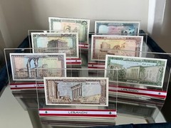 Lebanon Banknote series – Full Collection – 1 lira to 250 in Plexi stands – BDL