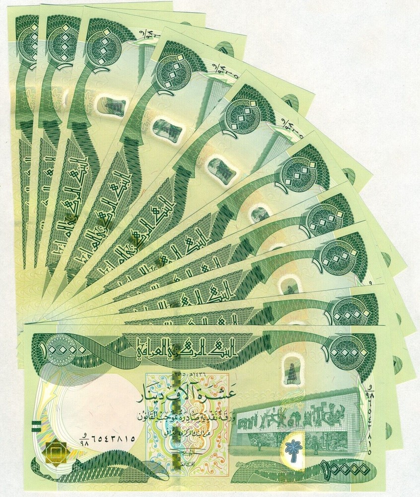100,000 NEW IRAQ DINAR CURRENCY 10 x 10000 IQD Authentic Banknotes COA