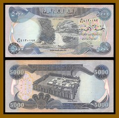 Iraq 5000 Dinars, 2003-2013 P-94 Geli Ali Beg Waterfall Used Cir