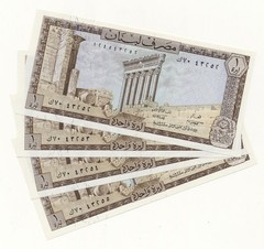 Lebanon 1 Livre/ Pound 1974 P. 61b AU Consecutive x4 (tough date)