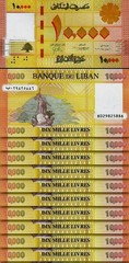 Lebanon £ 10000 LIVRES P-92c 2021 x 10 Pcs Lot Bundle MARTYR’S UNC Lebanese NOTE