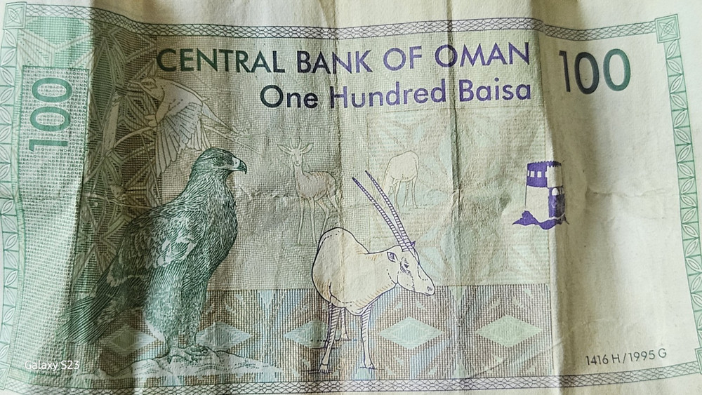 Oman Central Bank 100 Baisa Banknote 1995 (1416H) Circulated Ungraded