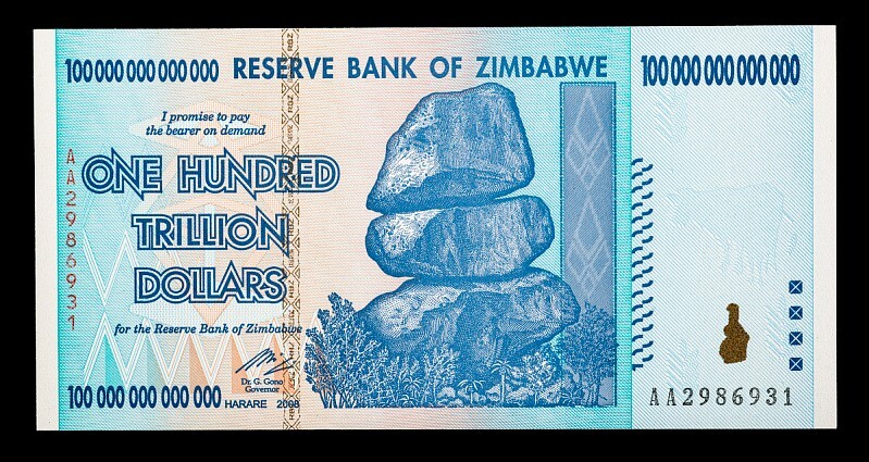 LOT OF 10 🇿🇼 ZIMBABWE 100 TRILLION DOLLAR BANKNOTES, AA2008, UNCIRCULATED 🇿🇼