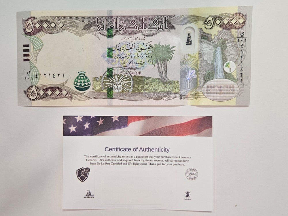1 x 50,000 Iraq Dinar 50,000 Dinar per purchase USA sellers COA included!!!!