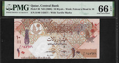 Qatar 10 Riyals 2008 PMG 66 EPQ UNC P# 30