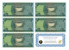 Iraq 2500 Dinar Banknotes UNC (5 x 500 IQD) New W/ Certificate of Authenticity