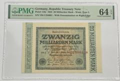 1923 Germany – 20 Milliarden Mark – PMG 64 UNC EPQ Pick# 118c With Denomination