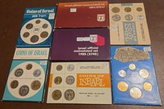 LOT OF 7 ISRAEL UNCIRCULATED COIN SETS 1965 1966 1867 1968 1970 1984 1985