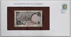 Kuwait 1989 1/4 Dinar Bank notes of all nations. 4 Fils stamp RC0526 combine shi