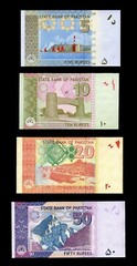 Pakistan 4PCS SET 5 10 20 50 Rupees 2010 P53 45 55 47 UNC