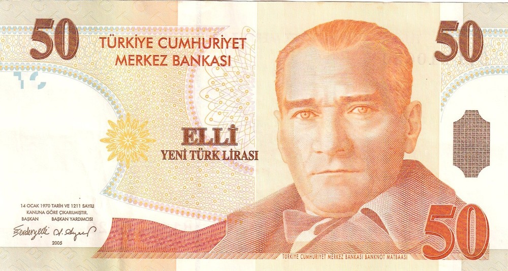 Türkiye, 50 New Lira, 2005, p 220, 8. Emisyon , Serial Number: B11 / 610620