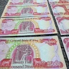 Lot of 10 Iraq 25000 Dinar Banknotes Central Bank of Iraq Currency Notes