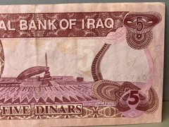 Saddam Hussein Iraq 5 Dinar Banknote Gulf War Desert Storm Memorabilia Currency