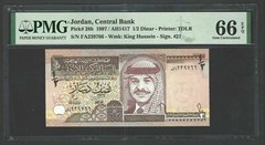 Jordan 1/2 Dinar 1997/AH1417 P28b Uncirculated Grade 66