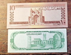 Lot Of 2 CRISP Afghanistan 50 & 10 Afghanis Look Unc. ! 1960s