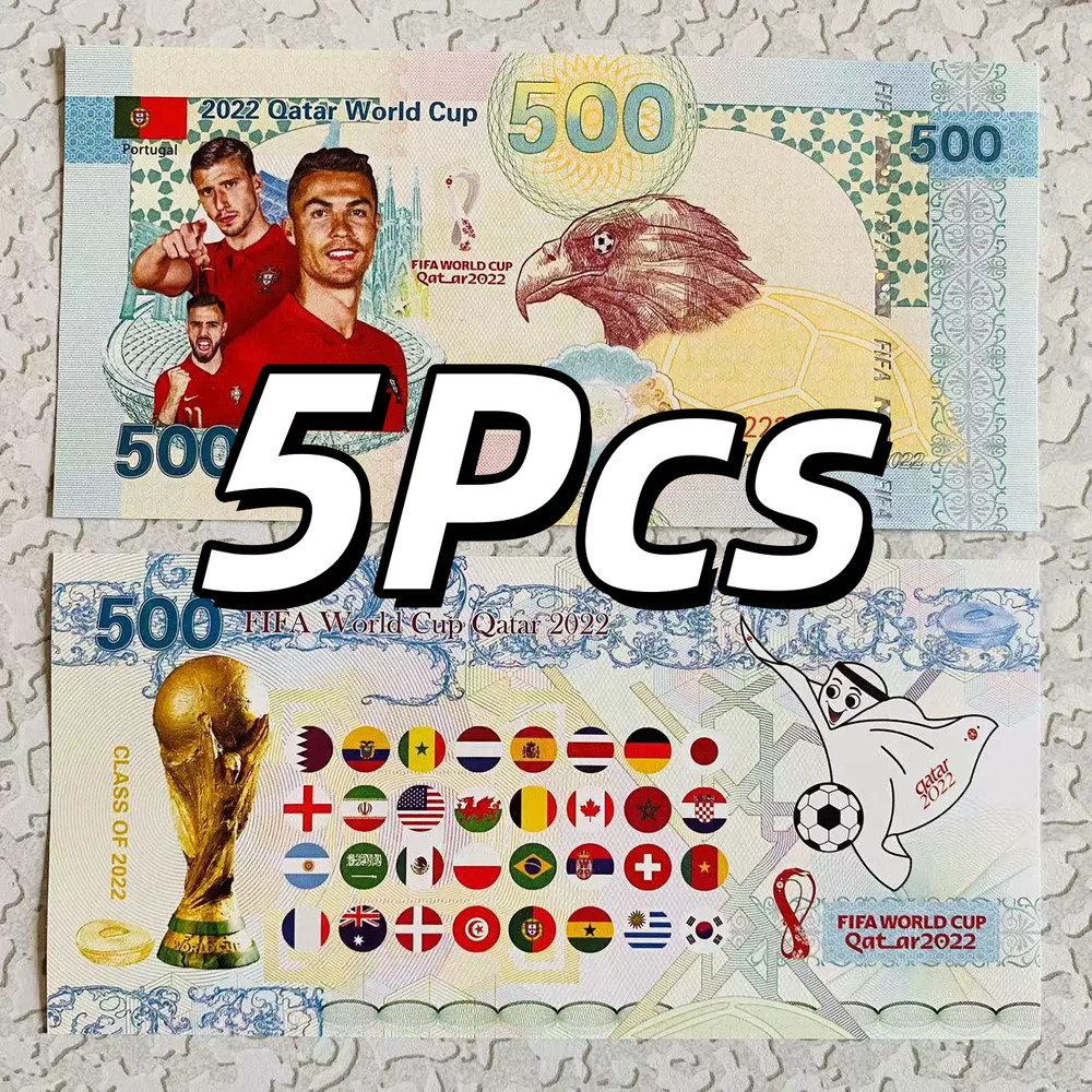 Qatar 5 Pcs X 500 2022 Cristiano Ronaldo FIFA Football World Cup Fantasy Note