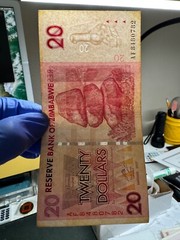 Authentic Zimbabwe 20 Dollars Banknote Bill, CIRCULATED Currency 2007, P-68