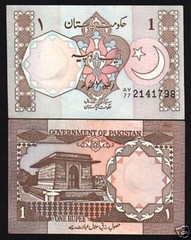 Pakistan 1 RUPEE P-27 D 1983 x 1 Pcs “IQBAL TOMB” UNC Pakistani Currency NOTE