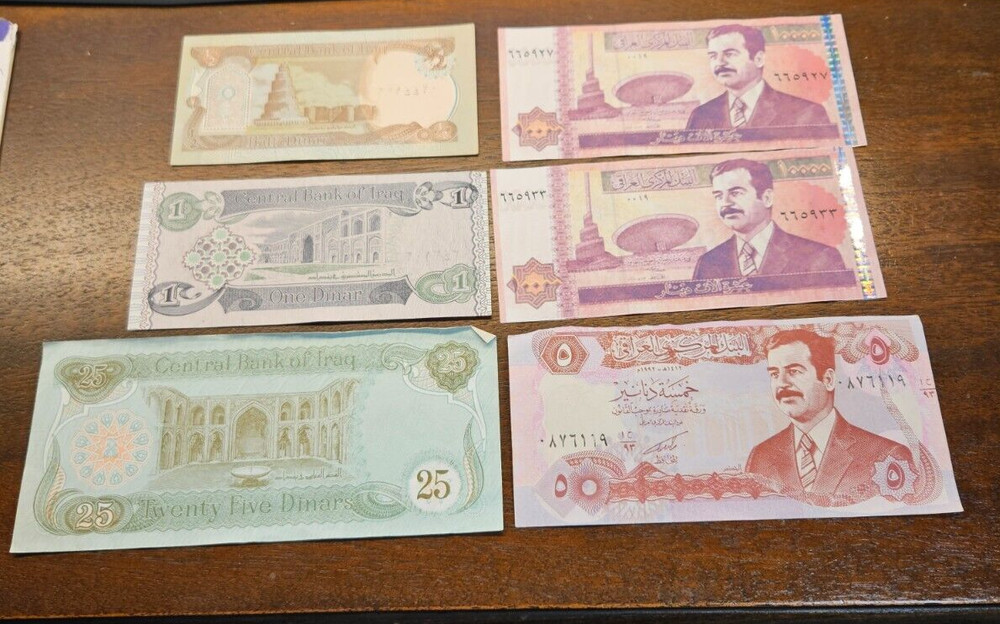 Lot of 6 Iraq Paper Money Bills Over 20,000 Dinars