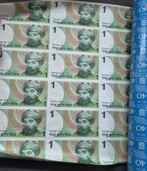 Israel 1 New Sheqel Uncut Banknote Sheets Roll 1986