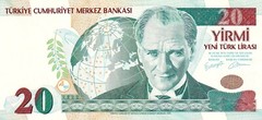 Türkiye, 20 New Lira, 2005, p 219, 8. Emisyon , Serial Number: * E34 / 278011