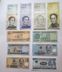 Iraq,Vietnam,Venezuela 10 Note Set -Unc, USA SELLER- It.# N-19