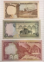 Lot of 3 banknotes Jordan