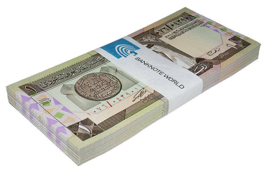 Saudi Arabia 1 Riyal , 1984 ND (AH1379), P-21d, UNC X 100 PCS Bundle Pack