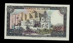 LEBANON 50 LIVRES 1988 PICK # 65d VF.